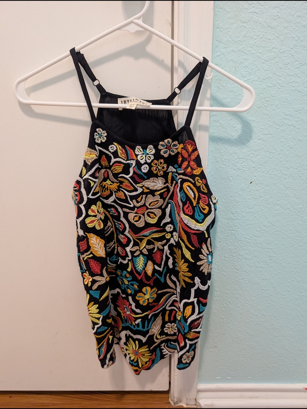 Embroidered Black Floral Top